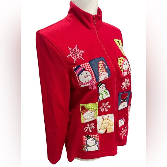 Onque Casuals Vibrant Red Christmas Sweater Cardigan Jacket M - Picture 3 of 5